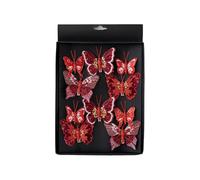 Fictory Lot de 10 décorations de sapin de Noël, décorations papillon en tissu à plumes de 5 à 7 cm, ensemble de papillons colorés à suspendre pour décoration de fête de vacances