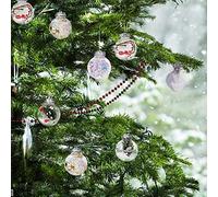 Fictory Lot de 12 boules décoratives en plastique transparent à remplir, réutilisables, pour bonbons, photos, miniatures, avec couvercle argenté et ficelle pour fête d'arbre, décoration d'intérieur (6