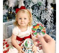 Fictory Lot de 15 porte-clés de peinture diamant de Noël 5D à faire soi-même avec pendentifs en acrylique, décorations artisanales de vacances pour décoration d'arbre, fabrication de cadeaux et