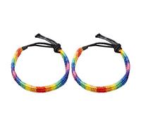 Fictory Lot de 2 bracelets d'amitié arc-en-ciel faits à la main avec cordon tressé réglable pour garçons et filles, idée cadeau unique