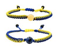 Fictory Lot de 2 bracelets Ukraine réglables faits à la main pour yoga, méditation, soutien ukrainien