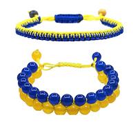 Fictory Lot de 2 bracelets ukrainiens en perles de cristal naturel tressé réglable pour yoga, méditation