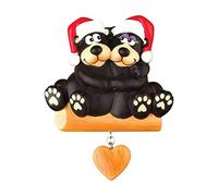 Fictory Lot de 2 décorations de Noël en résine en forme de chien et d'ours avec motif de cœur, souvenir d'écriture à faire soi-même, pour décoration d'arbre de Noël, décoration de vacances, cadeau