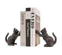 Fictory Lot de 2 serre-livres vintage en fonte en forme de chat pour livres lourds, supports de livres d'animaux de style antique, organisateur de bureau décoratif pour bureau, bibliothèque