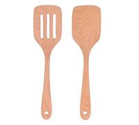 Fictory Lot de 2 spatules de cuisine en bois, anti-adhésives, respectueuses de l'environnement, résistantes à la chaleur, outils essentiels pour ustensiles de cuisine sans rayures