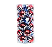 Fictory Lot de 24 décorations patriotiques de 6 cm à suspendre pour le 4 juillet, décorations de sapin de Noël, fournitures de fête pour la fête des anciens combattants, décoration intérieure ou