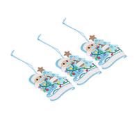 Fictory Lot de 3 décorations de sapin de Noël en PVC bleu avec pendentif bonhomme de neige avec boucle de ruban, décoration de vacances pour sapin de Noël