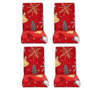 Fictory Lot de 4 housses de chaise de salle à manger extensibles avec motif de Noël, couverture complète à 360 degrés, pour maison, cuisine, restaurant, hôtel, banquet, mariage