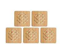 Fictory Lot de 5 dessous de plat en bambou résistants à la chaleur pour protéger les surfaces des plats chauds, 15 cm, essentiels de cuisine respectueux de l'environnement