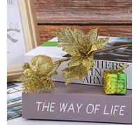 Fictory Lot de 6 pics pour sapin de Noël, branches de baies bleues à paillettes avec ornements creux, décorations de vacances en plastique de 23 cm pour arbres, couronnes et arrangements festifs