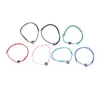 Fictory Lot de 7 bracelets délicats et réglables colorés tissés à la main avec œil bleu turc pour homme et femme, cadeau porte-bonheur, style unique