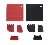 Fictory Lot de 8 supports de poignée chaude en silicone résistant à la chaleur avec grattoirs à poêles, protège les mains des brûlures, s'adapte aux poêles et poêles en fonte, solution de sécurité de