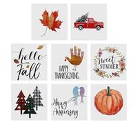 Fictory Lot de 8 toiles murales de 15,2 x 15,2 cm - Impressions modernes de paysage avec sapins, camions, scènes de ferme pour décoration d'intérieur, imperméables et résistantes aux UV pour salon