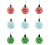 Fictory Lot de 9 boules de Noël avec lumières LED, 8 cm, boules décoratives scintillantes à suspendre pour sapin de Noël et décoration de la maison