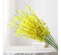 Fictory Lot de 9 bouquets d'orchidées artificielles dansantes pour décoration de mariage, décoration d'intérieur, orchidées jaunes de 1 mètre de long, arrangement floral en plastique