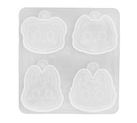 Fictory Moules en résine en forme de tête d'animal, 4 grilles en silicone pour loisirs créatifs, pendentifs, réutilisables et lavables, haute transparence, démoulage facile, parfaits pour les projets