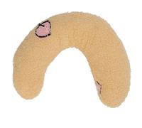 Fictory Oreiller en forme de U pour petits chiens et chats - Soutien du cou en peluche douce - Design confortable et moelleux - Facile à nettoyer - Motif pêche jaune