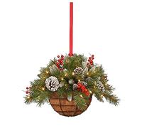 Fictory Panier à suspendre en acrylique pour sapin de Noël avec bûche artificielle pré-éclairée et décoration de vacances pour intérieur ou extérieur