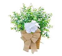 Fictory Panier de fleurs en rotin tissé de 38 cm avec fleurs artificielles, couronne de printemps et d'été pour porte d'entrée, mur, fenêtre, décoration d'intérieur