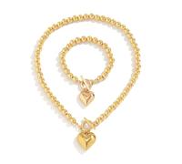 Fictory Parure de bijoux élégante en forme de cœur pour femme - Collier et bracelet tendance avec boucle OT - Luxe abordable pour toutes les occasions