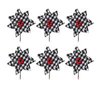 Fictory Pics de fleurs de Noël, sprays floraux à carreaux de buffle avec baies rouges, décoration de vacances en tissu pour arbres, couronnes et centres de table