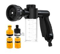 Fictory Pistolet d'arrosage avec distributeur de savon, 8 modes de pulvérisation haute pression pour le lavage de chien, le nettoyage de voiture et le jardin, avec 4 connecteurs