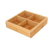 Fictory Plateau de service en bambou, respectueux de l'environnement, design sans peinture, sûr, 4 compartiments pour fruits secs, durable et élégant pour les fêtes