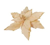Fictory Poinsettia artificielle en velours floqué pour décoration de sapin de Noël, centre de table, couronnes et décoration de la maison Jaune clair 40 cm