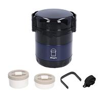 Fictory Récipient à déjeuner isotherme de 1,9 L, bocal alimentaire portable en acier inoxydable avec sangle, garde les repas au chaud, design anti-fuite pour l'école, le bureau, bleu