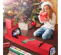 Fictory Sac de rangement pour papier cadeau de Noël, organiseur vert avec poignée amovible pour affiches, papier d'art et fournitures de vacances