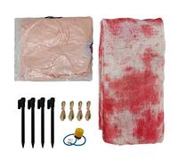 Fictory Sucette gonflable d'Halloween avec empreinte de main sanglante, décoration réaliste pour maison hantée, cour, fête, comprend une pompe et des piquets de sol