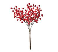 Fictory Tiges de baies rouges artificielles, 7 branches de houx en mousse pour décoration de Noël, centre de table d'hiver, arrangements floraux à faire soi-même et décoration d'intérieur festive de