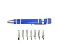 Fictory Tournevis de poche 8 en 1 Mini outil à main, stylo magnétique multifonction pour vis fines, design compact, rangement facile, bleu