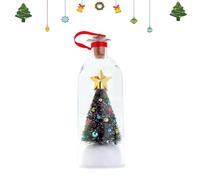 Ficugxd Christmas Tree Message in a Bottle,Recordable Christmas Tree Voice Message Bottle Ornament,Sapin de Noël en Verre et scène enneigée,Unique Home Festive Party Decor Gift-1pcs