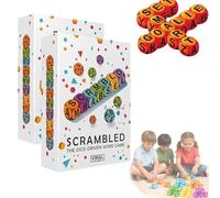 Ficugxd Jeu De Dés Brouillés，Jeu De Mots avec Dés Mélangés pour 1 À 5 Joueurs - Jeu De Société Amusant Et Stimulant，Voyages Et Soirées en Famille - Apprenez des Mots Tout en Vous Amusant-2PCS