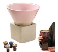Ficugxd Tasse À Café en Poterie Grossière avec Base, Tasse en Céramique À Entonnoir À Cône Triangulaire Vintage, Tasse À Thé en Céramique Créative pour Café, Milkshake, Thé, Latte