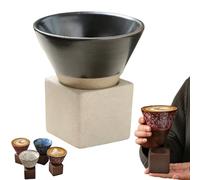 Ficugxd Tasse À Café en Poterie Grossière avec Base, Tasse en Céramique À Entonnoir À Cône Triangulaire Vintage, Tasse À Thé en Céramique Créative pour Café, Milkshake, Thé, Latte