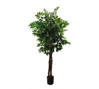 Ficus artificiel (150 cm/180 cm), persistant, touffu, avec pot en plastique noir, pour la décoration intérieure de la maison et du bureau Ce ficus artificiel impressionne par son tronc en bois plus vr