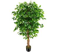 Ficus Artificiel en Soie (183 cm) avec Pot en Plastique pour Chambre d'enfant, Bureau, Maison, Ferme, Salon, décoration d'intérieur (intérieur/extérieur)