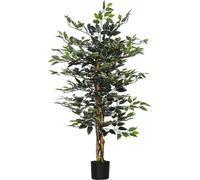 Ficus artificiel, hauteur 130 cm, matériau PE, style bonsaï, vert