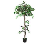 Ficus Benjamina Plante Arbre Artificielle Artificiel 160 cm avec Bois Véritable Domaine Interne Decovego