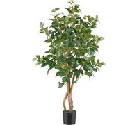 Ficus Benjamina plante artificielle 110 cm, 540 feuilles dans pot plastique 12,5x11,5 cm