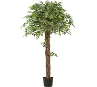 Ficus Benjamina Plante artificielle 175 cm Tronc de liane Pot en plastique 19x17 cm Décoration