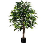 Ficus Benjamini artificiel 120 cm avec véritable tronc naturel - Feuillage dense pour chaque pièce