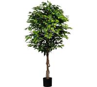 Ficus Benjamini artificiel 180 cm avec véritable tronc naturel - feuillage dense pour chaque pièce