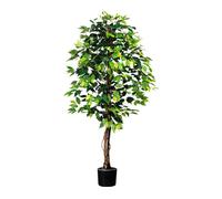Ficus Benjamini plante artificielle 150 cm, 840 feuilles en pot 16x14 cm, vert, décoration