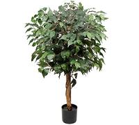 Ficus Benjamini Plante artificielle avec tronc en bois véritable Idéal pour la décoration intérieure Vert