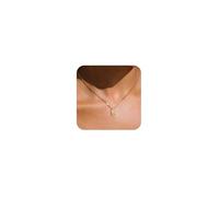 FICXOR Colliers initiales pour femme, collier délicat en or 14 carats plaqué or 14 carats, pendentif initiale, collier ras du cou simple en or, bijoux tendance en or, Laiton, Pas de gemme
