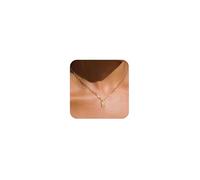 FICXOR Colliers initiales pour femme, collier délicat en or 14 carats plaqué or 14 carats, pendentif initiale, collier ras du cou simple en or, bijoux tendance en or, Laiton, Pas de gemme