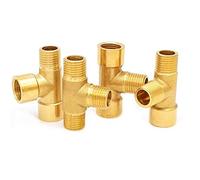 FIDALIKA 1pcs De Tuyau en Laiton Ajusté Mâle Filetage Femelle 1/8"1/4" 3/8"1/2" T-Shirt BSP, Accessoires De Cuivre Adaptateur De Gaz D'huile d'eau (Color : A, Size : 3/8")